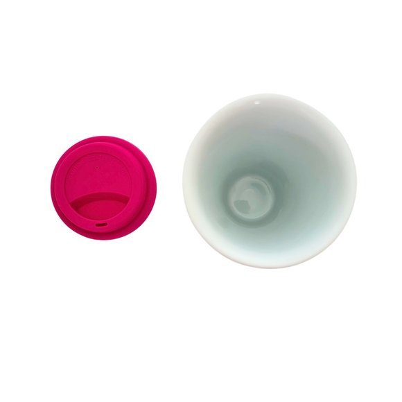 Paisley Theme Pastel Ceramic Refillable Travel Coffee Tea Cup Mug (12 oz) - Picture 5 of 7